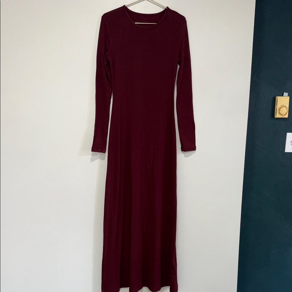 Commense Wine Long Sleeve Maxi Dress